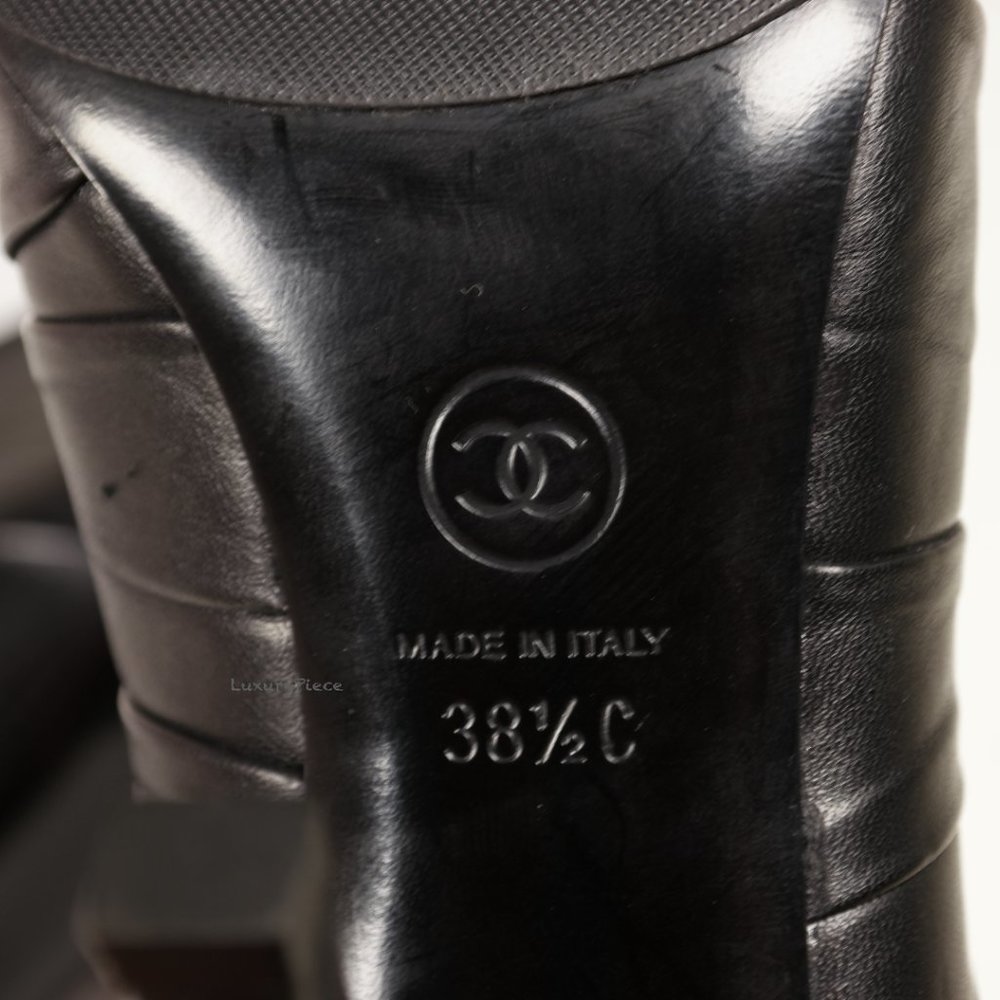 Amazing Chanel Black Leather Camelia Ankle Boots Heels RARE - Picture 10 of 13